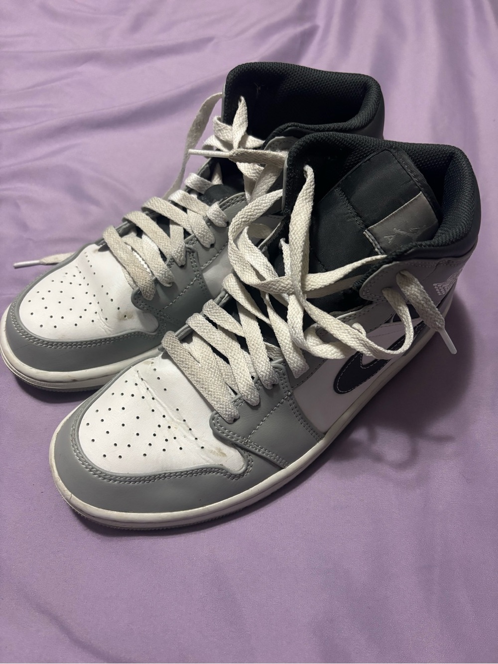 Nike Kids High-Top Sneakers in White and Gray